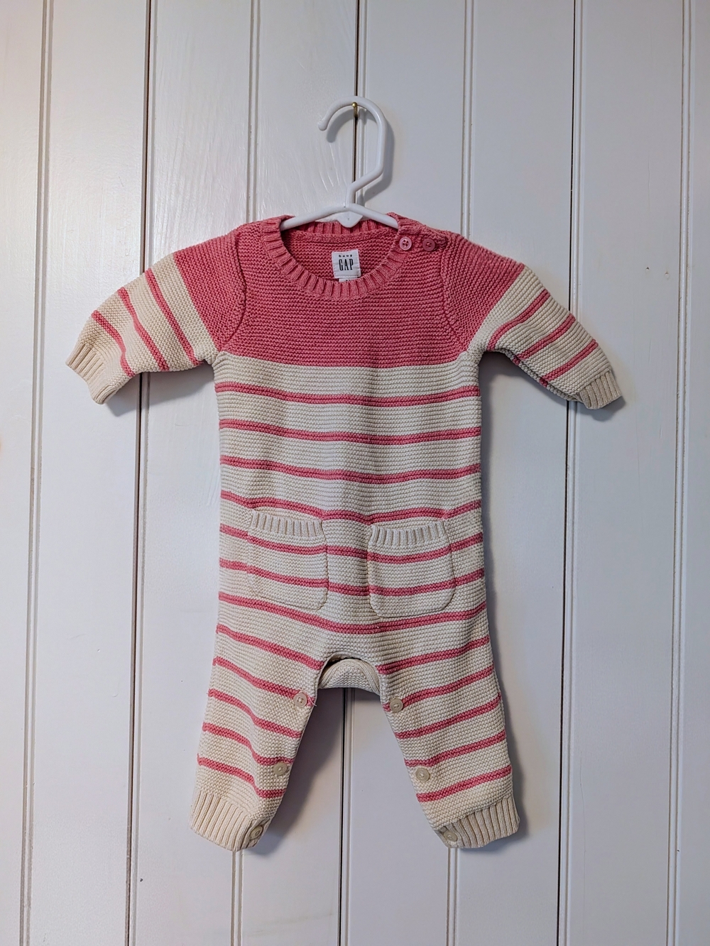 GAP Pink & Cream Striped Knit One-Piece